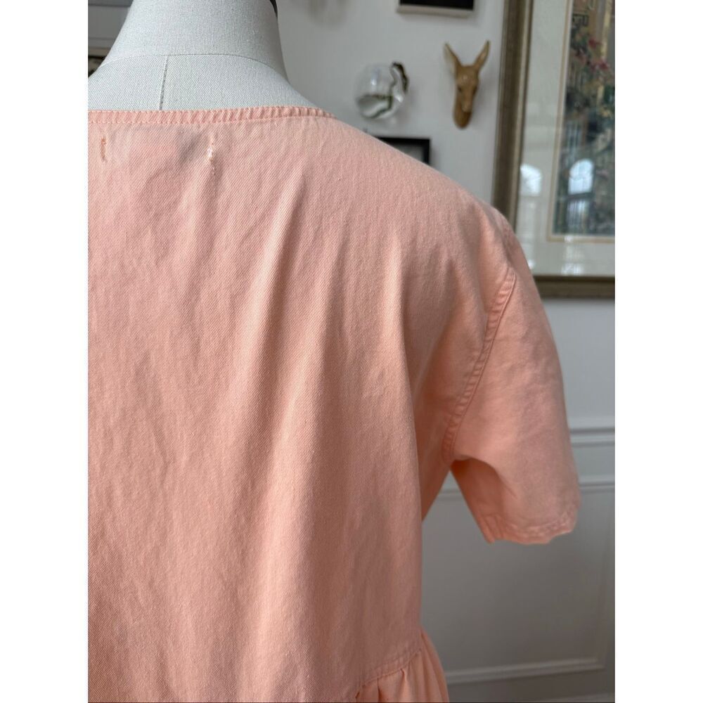 Vintage 80s Fads 100% Cotton Button Front Dress Peach Orange L - Picture 7 of 7
